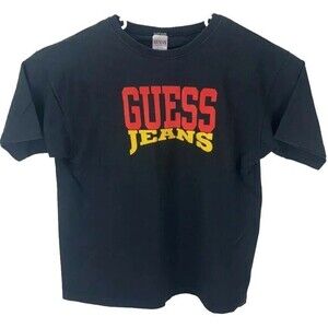 Vintage 90s Black Guess Jeans Spell Out T-Shirt One Size  Made In Usa